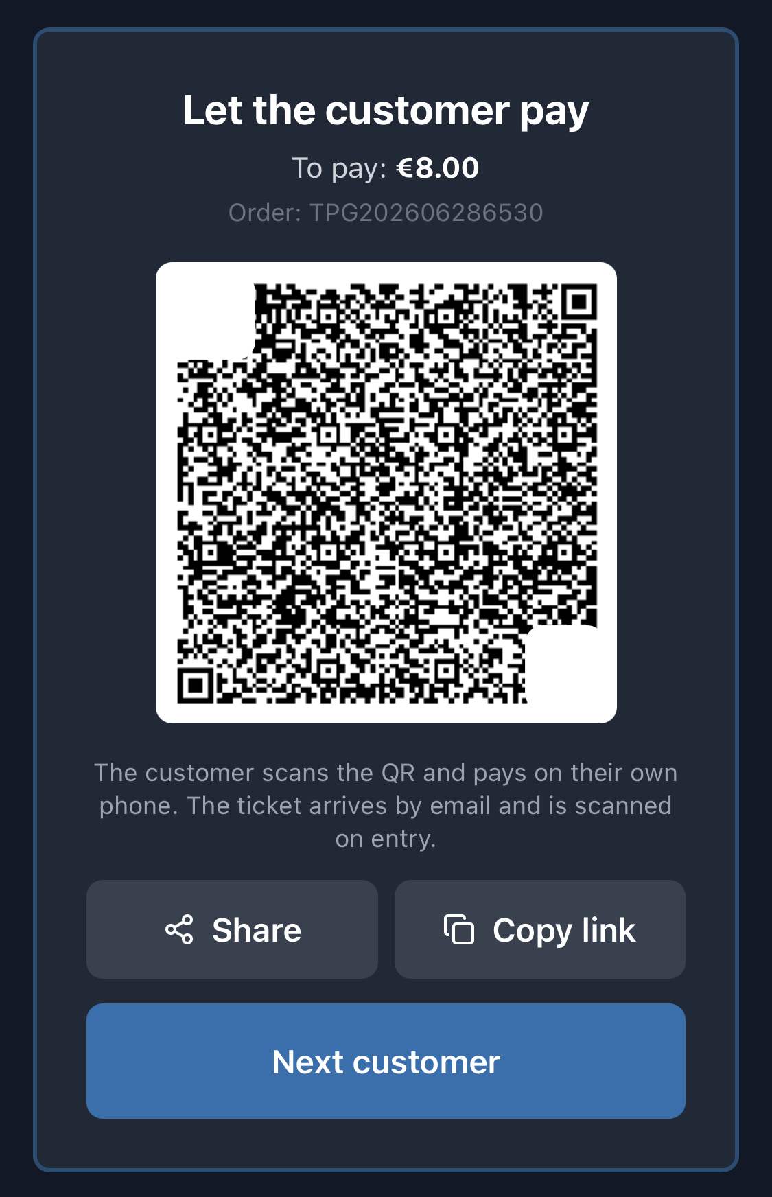 Payment QR code shown on the seller's screen for the customer to scan